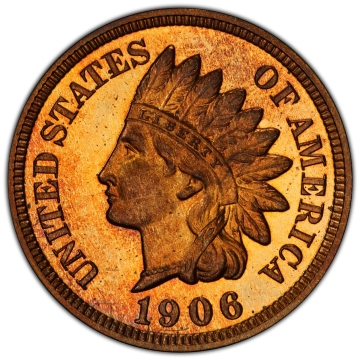 1906 1C Indian Cent - Type 3 Bronze PCGS PR64RD (CAC)