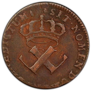 1721-H French Colonies 9 Denier Martin 2.11-B.5 PCGS VF25