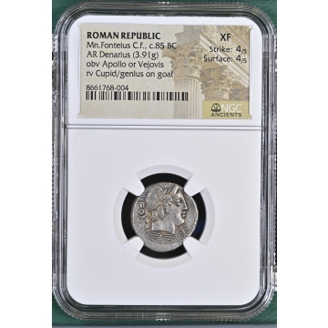 Mn.Fonteius C.f., c.85 BC ROMAN REPUBLIC AR Denarius NGC XF40