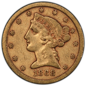 1868-S $5 Liberty Head Half Eagle PCGS VF30 (CAC)